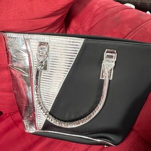 Silver and Black Tote